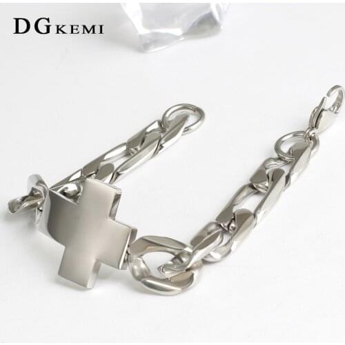 Mens cross 316L Stainless Steel Bracelet Silver color Laser Engrave Letters Brand NK Chains Bracelets Fashion Jewelry wholesale