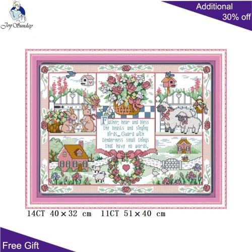 Joy Sunday Flowers Needlework C598 Counted and Stamped Home Decor The Gift Of God Needlework Embroidery DIY Cross Stitch kits