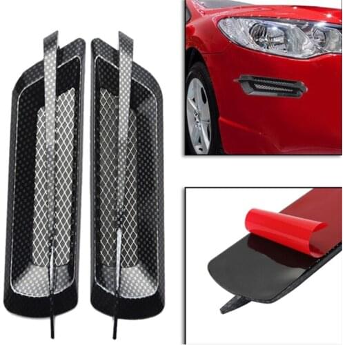 2Pcs ABS Plastic Sticker Car Carbon Fiber Side Air Flow Intake Grille Vent Fender Cover Shark Gill Sticker DIY Car Styling