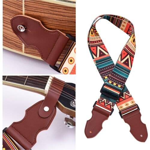 Guitar Strap Soft Polyester Shoulder Belt With Guitar Picks Lock Button Headstock Adaptor for Acoustic Guitars Electric Guitars