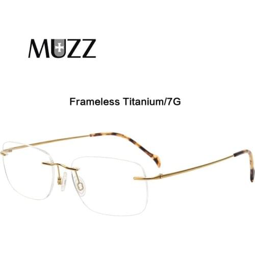 Pure Titanium Frameless Glasses Frame Men Rimless Customized Optical Hyperopia Prescription Eyeglasses Lenses Ultralight Eyewear