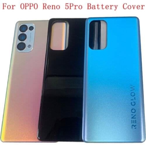 Original Battery Cover Rear Back Door Panel Housing For OPPO Reno 5Pro 5G Battery Door with Camera Lens Replacement Part