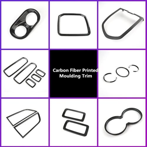 Carbon Fiber Printed Car Interior Decoration Outlet Cover Headlight Window Control Moulding Trim for Porsche Macan 2014 - 2019