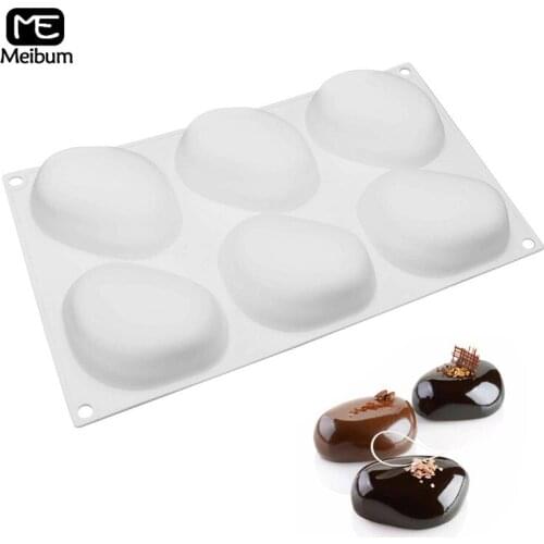Meibum 6 Cavity Cobblestone Shape Silicone Mold DIY Fruit Pudding Mould Chocolate Pastry Dessert Cake Modle Kitchen Baking Tools