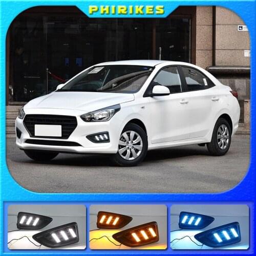 LED DRL Daytime Running Light Fog Lamp 12V Car Running Lights for Hyundai Accent Solaris Verna 2017 2018