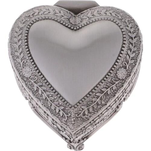 Vintage Heart Shape Jewelry Box Trinkets Container Jewellery Organizer Case