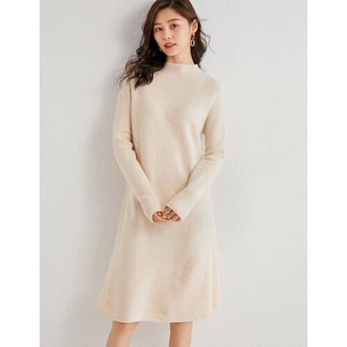 Adishree 2021 women winter Cashmere sweaters and autumn women knitted Pullovers High Quality Long Dresses Female Trutleneck