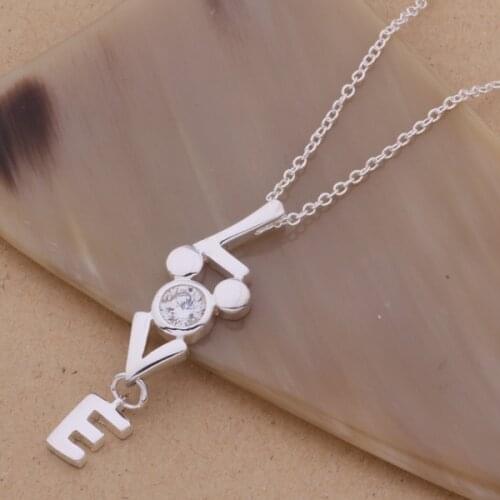 AN104 Hot Sterling Silver Necklace For Women Fashion Jewelry Pendant Love Inlaid Stone /Atwajlda Akvajcca
