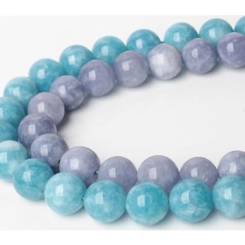 1 Strand Natural Lavender/Blue Calcedony Loose Beads 4-14mm Round Stone Spacer Beads Fit Bracelets Necklace DIY Jewelry Findings