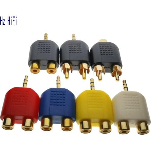 1Pcs Stereo RCA Splitter Connector 3.5 Mm Male To 2 RCA Female Audio Adapter For Computer Speaker Earphone Headpho