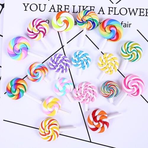 10pcs/lot Cute Lollipop rubber cartoon flatback DIY rainbow hair bow accessories shower decoration Center Craft