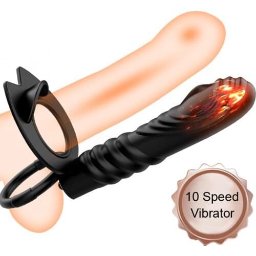 10 Speed Anal Plug Dildo Vibrator Strap on Semen Lock Penis Cockring Butt Plug G Spot Prostate Massager Sex Toys for Women Men