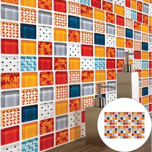 20*20cm Mosaic Modern Anti-slip Tile Wall Sticker DIY Kitchen Bathroom Decal Decoration Wall Decor Fashion