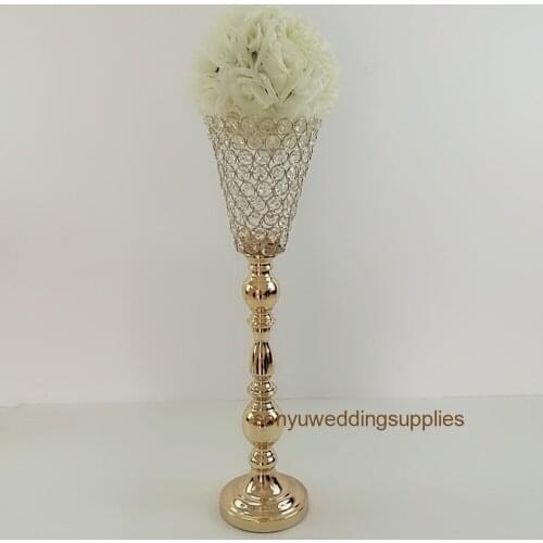30days sent)New style candle holders crystal and gold metal floor candelabra for table centerpieces senyu01299