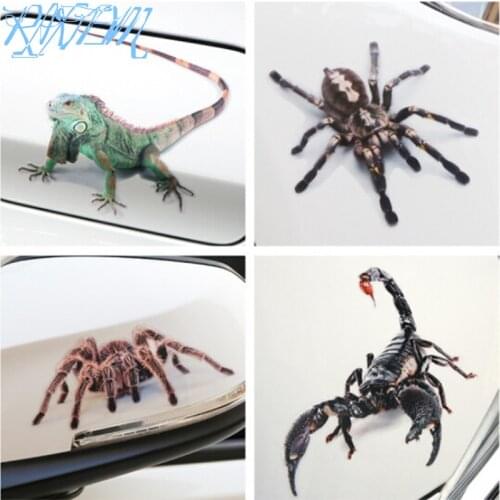 3D Car Sticker Animals Bumper Spider Gecko Scorpions For Skoda Rapid Octavia A2 A5 RS A7 Yeti Fabia Scout kodiaq Superb Citigo