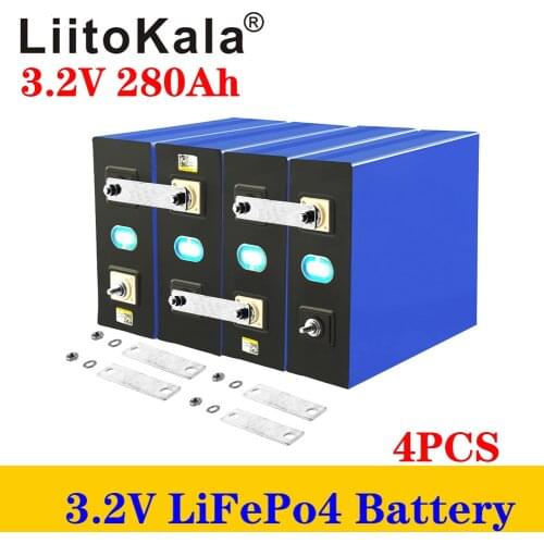 4pcs LiitoKala 3.2V 280AH Lifepo4 Battery 12V 24V Rechargeable Battery Pack for RV Solar Energy storage system EU US TAX FREE