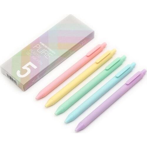 5pcs 0.5mm Retro Retractable Dark Colored Gel Pens Fine Dot Dark-Red/Green/Brown/Black Blue Ror Journaling