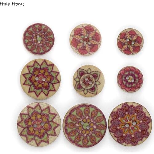 50pcs Retro Theme Wood Buttons Handwork Sewing Scrapbook Clothing Crafts Accessories Gift Card 15-25mm