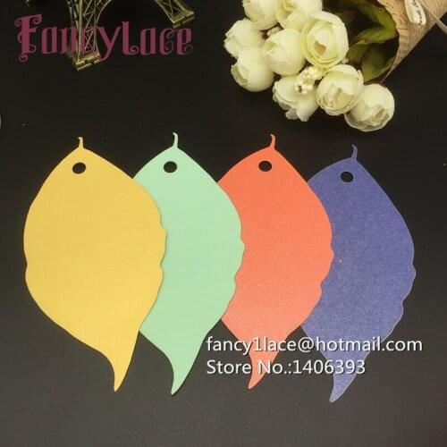 5x9cm Leaf design Colorful Price Tags Gift Small Hang Tag With Hole Blank DIY Price Tag Garment Cards Wish Thank you cards 60pcs