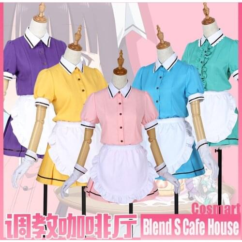 [STOCK]Anime Blend S Cafe House 5 Figures Maika Hinata Kaho Mafuyu Miu Hideri Kawaii Maid Dress Uniform Cosplay Costume NEW 2017