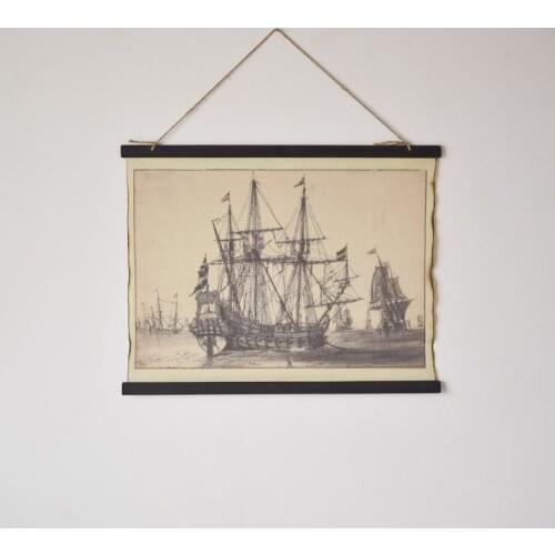 American village retro Linen murals creative rustic Nostalgic hanging painting Frameless canvas and linen decorative painting