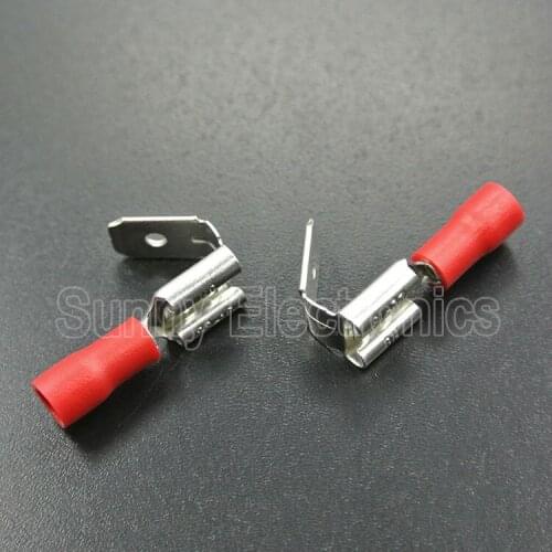 Freeship 1000x Insulated Red Spade Piggyback Crimp Terminals- Electrical Feed or Splice