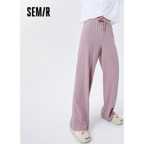 SEMIR Casual Pants Women Bowknot Drawstring 2021 Summer New Hyaluronic Acid Knitted Mopping Pants Wide Leg Trousers