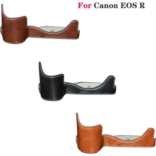 Retro PU Leather Half Body Case Cover For Canon EOS R Camera Bottom Cover Base
