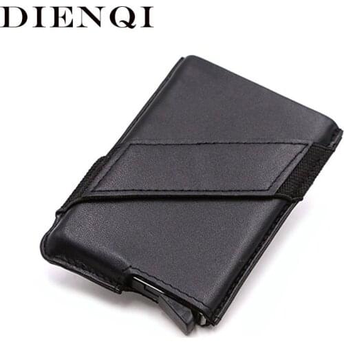 DIENQI Rfid Card Holder Men Wallets Money Bag Male Vintage Small PU Leather Thin Slim Wallet Mini Smart Magic Wallet Purse Walet