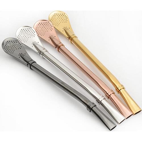 Eco-Friendly Stainless Steel Spoon Straws Tea Strainer Shaker Coffee Filter Spoons Tableware Ice Cream Dessert Kitchen Spoons