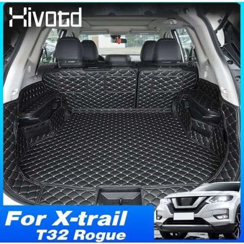 Hivotd Rear Trunk Mat Waterproof Car Tail Boot PU Carpet Interior Protector Accessories For Nissan X-trail T32 Rogue 2014-2020