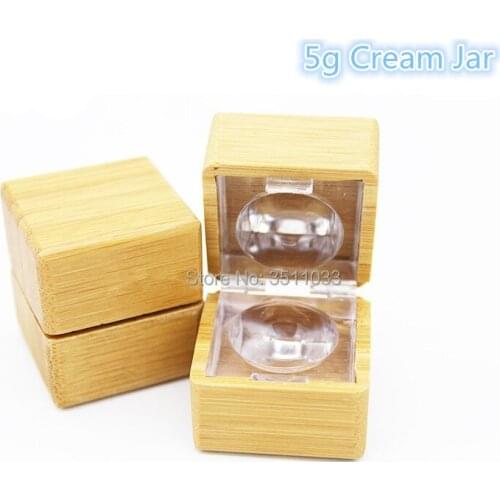 20/30/50pcs Square Natural Bamboo Eye Cream Jar 5g Transparent Plastic Eye Shadow Vial Box DIY Cosmetic Cream Refillable Bottle