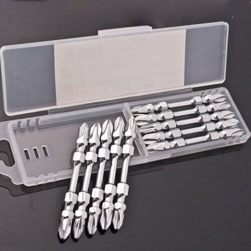 10 Pcs/set 1/4" 65mm Magnetic Screwdriver Bit PH2 Phillips Screw Driver Bits Double Head Plasterboard Drywall Screwdriver Bits