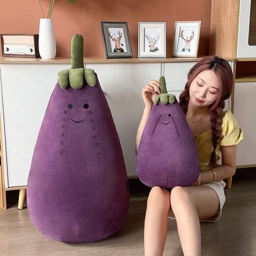 Cute Purple Eggplant Plush Toy Cartoon Plant Plush Doll Kawaii DIY Expression Pillow Room Decor Funny Creative Toy Gift for Girl