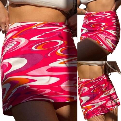 Womens A-Line Mini Skirt, Casual High Waist Abstract Stripes Print Slim Fit Short Skirt
