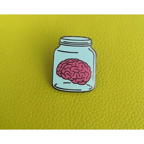 Brain In A Jar Badge Think Mind Science Pin Medical Doctors Nurses Perfect Accessory