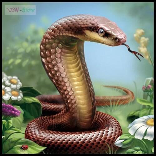Snake & cobra,DIY 5D Diamond Painting Embroidery Full Drill Picture Round/square Rhinestones Cross Stitch Mosaic Kits WG588
