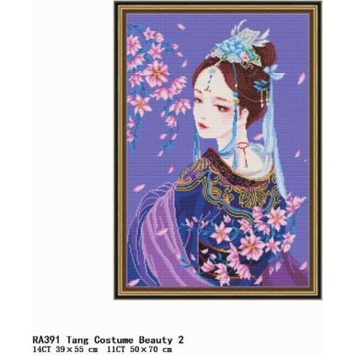 Counted Fabric Cross Stitch Kit Embroidery Needlework Tang Costume Beauty Patterns 11CT 14CT Thread Stamped Home Decor Painting