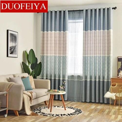 2021 New Chinese Style Burlap Printed Fabric Bedroom Living and Study Room, Modern Blackout Curtain Cloth Finished Curtains