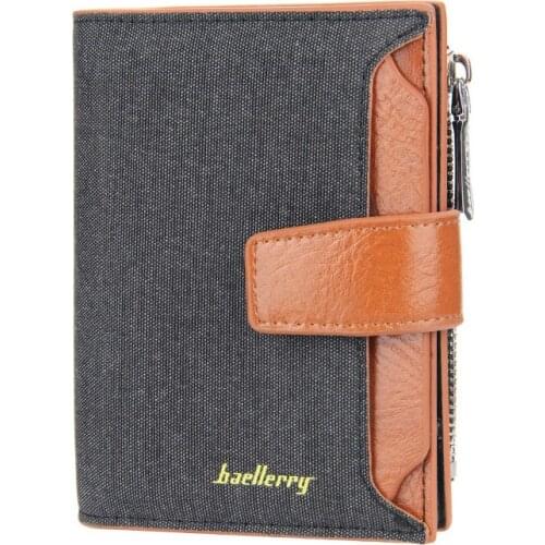 New Mens Short Wallet Korean Version Three-layer Zipper Clasp Wallet Drivers License Canvas Card Bag