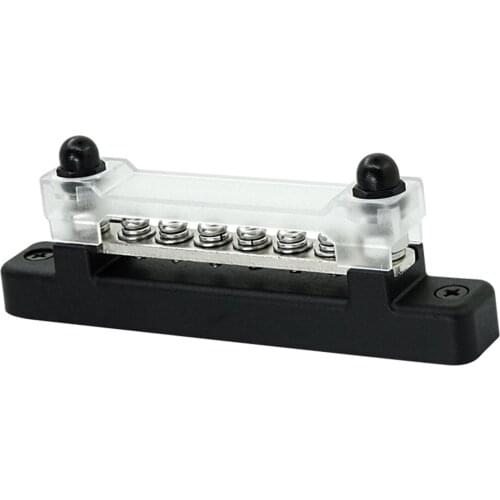 Single Row 6 Way Bus Bar Kit Terminal Distribution Block with Cover & Connectors, Professional Accessories