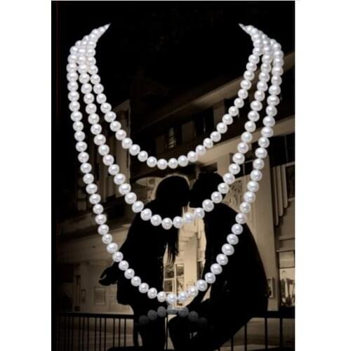 Single strands 9-10 mm white pearl necklace 50inch