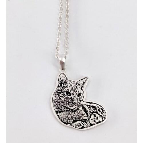 Custom Cat Dog Photo Necklaces Personalized Pets Portrait Pendant Choker Engraved Name Men Women Jewelry Fashion Memorial Gifts