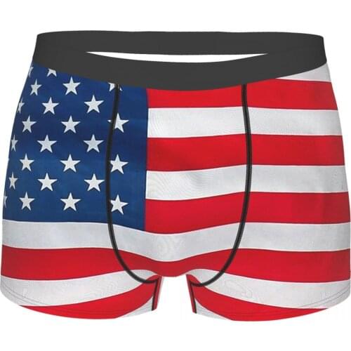 Flag American Underpants Cotton Panties Man Underwear Ventilate Shorts Boxer Briefs