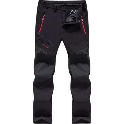 Outdoor sports pants plus velvet thick hiking pants autumn and winter waterproof fleece soft shell ski pants