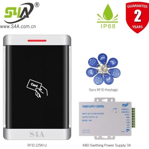 Waterproof RFID Metal Door Access Control Reader 10000Users 125KHz EM Card door opener system with admin card and remote control