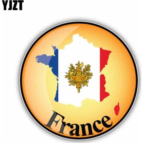YJZT 13.5CM*13.5CM Round France Map Flag Car Sticker Helmet Reflective Decal 6-1380
