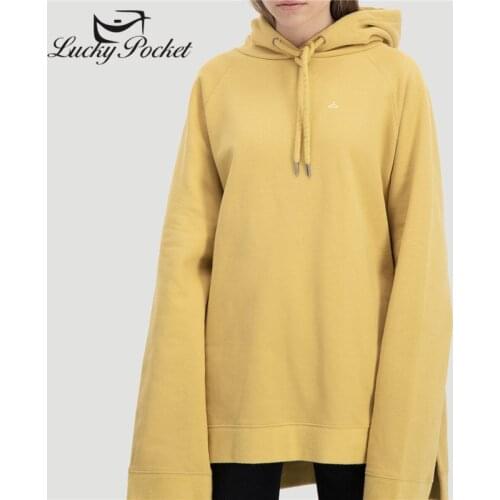 Women Fall Winter Yellow Print Split Flocking Hoodies Sweatshirt Female Solid Color Plus Size Pullovers Ladies Casual Tops ZM121