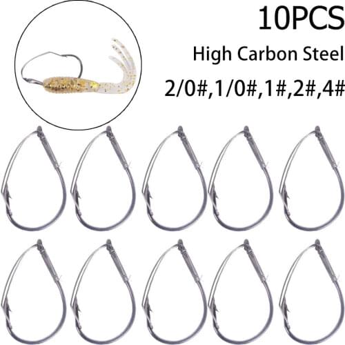 10pcs/Box High Carbon Steel Wacky Rig Hooks Weedless Barbed Fishing Wide Gap Hook Fishing Tools Terminal Tackle Accessories