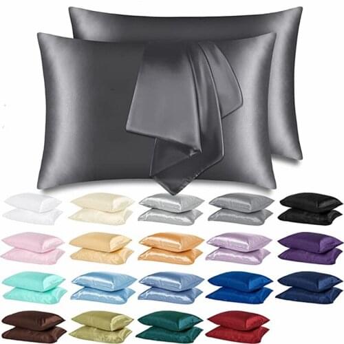 100% Silky Satin Pillowcase for Hair and Skin Soft Breathable Smooth Pillow Cases Covers with Envelope Closure Queen King Size